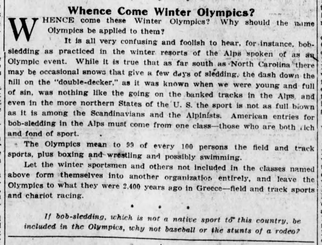 1924 Winter Olympics Op-Ed